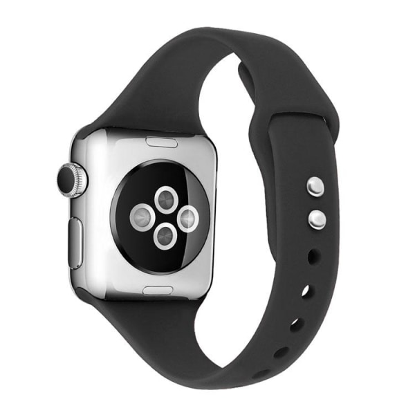 Apple Watch kompatibelt Smalt Armband Silikon SVART 42/44/45 mm Black S