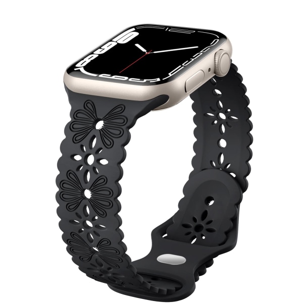 Apple Watch-kompatibelt armbånd SPETS NY SORT 42/44/45/49 mm Black one size