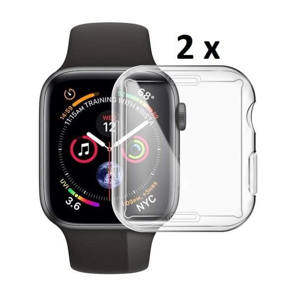 2-pack Heltäckande Skal till Apple Watch 4/5/6/SE Skärmskydd 44mm Transparent