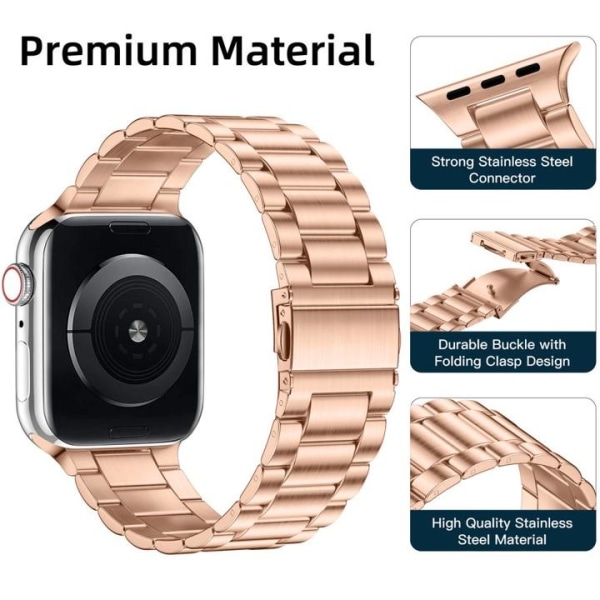 Apple Watch kompatibelt Armband Metall ROSÉGULD 42/44/45/49mm Rosa guld