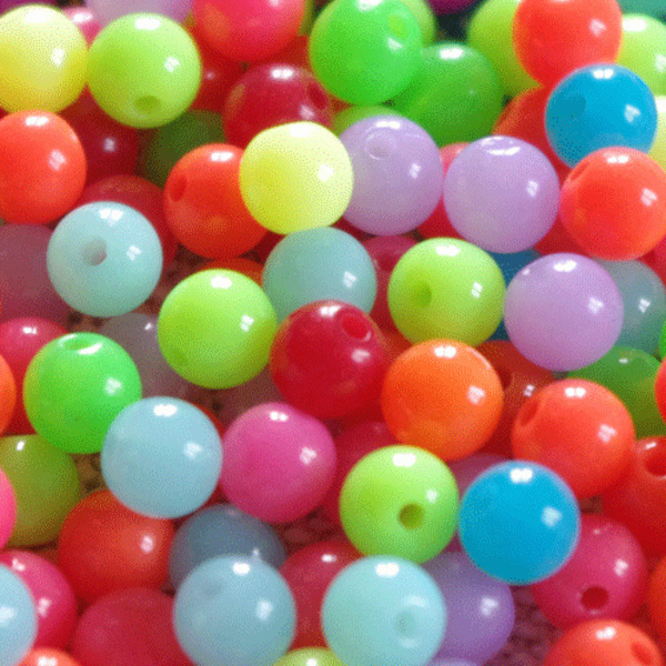 Pärlor i akryl - neonfärger 6mm  - 200-pack