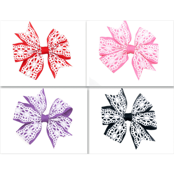 Hårspänne med rosett med spetsmönster  4-pack