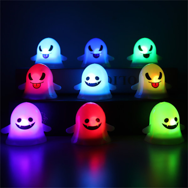 LED och Flicker Spökansikte Nattljus Halloween Hemtema del B