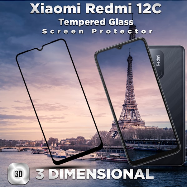 Xiaomi Redmi 12C - Härdat Glas 9H - Super kvalitet 3D Skärmskydd