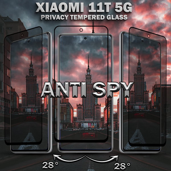 1-Pack Privacy Skärmskydd For Xiaomi 11T (5G) - Härdat Glas 9H - Super Kvalitet 3D