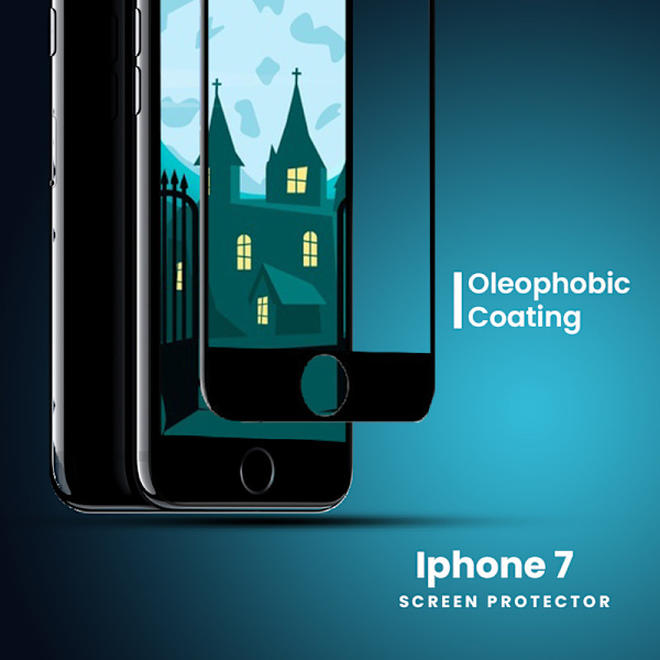 Skärmskydd Iphone 7 Svart - Härdat Glas Skärmskydd 9H - HD
