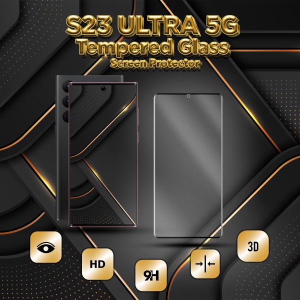 Samsung S23 Ultra 5G - 9H Härdat Glass - 3D Super Kvalitet Skärmskydd