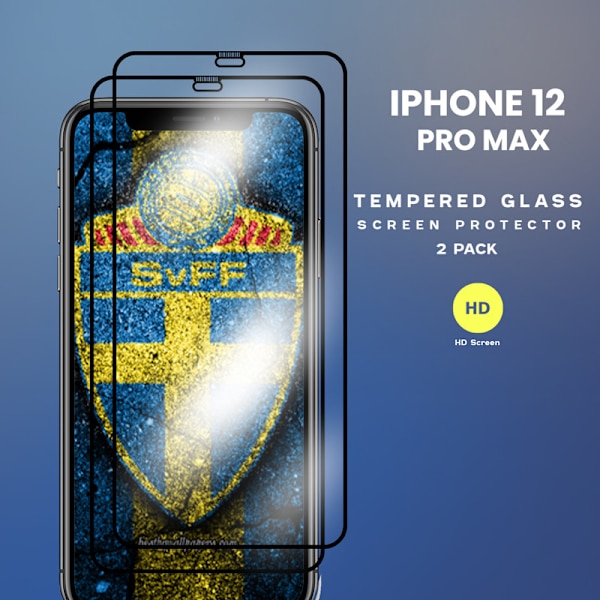 2-Pack IPHONE 12 PRO MAX Skærmbeskyttelse - Hærdet Glas 9H - Super kvalitet 3D