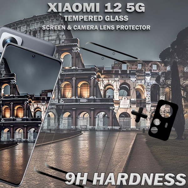 2-Pack XIAOMI 12 Skärmskydd & 1-Pack linsskydd - Härdat Glas 9H - Topp kvalitet 3D