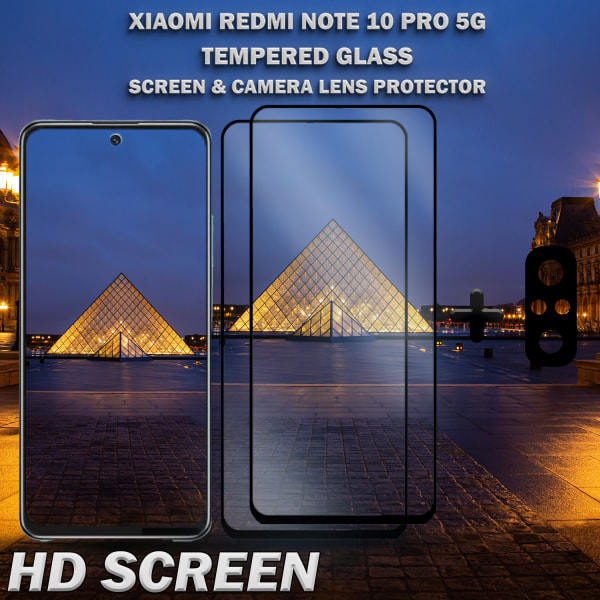 2- pack Xiaomi Redmi Note 10 Pro 5G & 1-Pack linsskydd - Härdat Glas 9H - Super kvalitet 3D