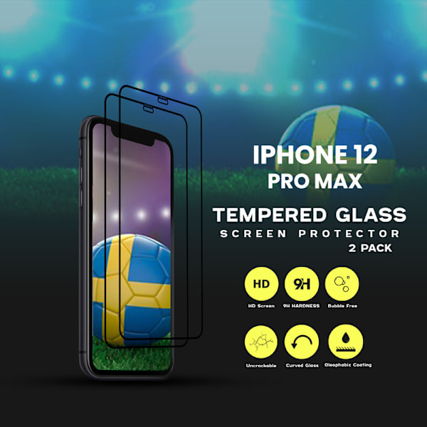 2-Pack IPHONE 12 PRO MAX Skærmbeskyttelse - Hærdet Glas 9H - Super kvalitet 3D
