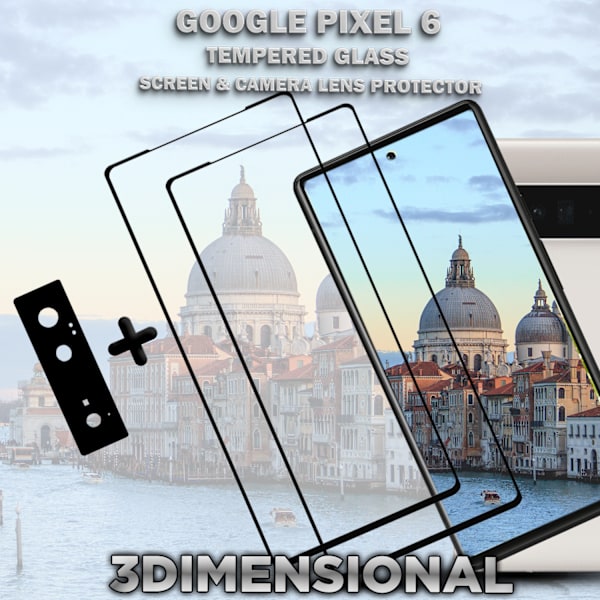 2-Pack GOOGLE PIXEL 6 Näytönsuoja & 1-Pack linssinsuoja - Karkaistu Lasi 9H - Super laatu 3D