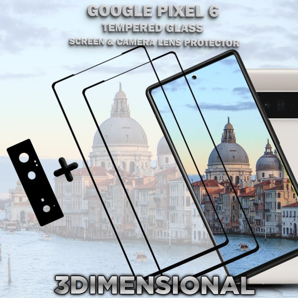 2-Pack GOOGLE PIXEL 6 Skärmskydd & 1-Pack linsskydd - Härdat Glas 9H - Super kvalitet 3D