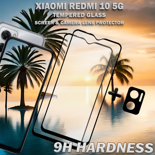 2-Pack XIAOMI REDMI 10 Skærmbeskyttelse & 1-Pack linsebeskyttelse - Hærdet Glas 9H - Super kvalitet 3D
