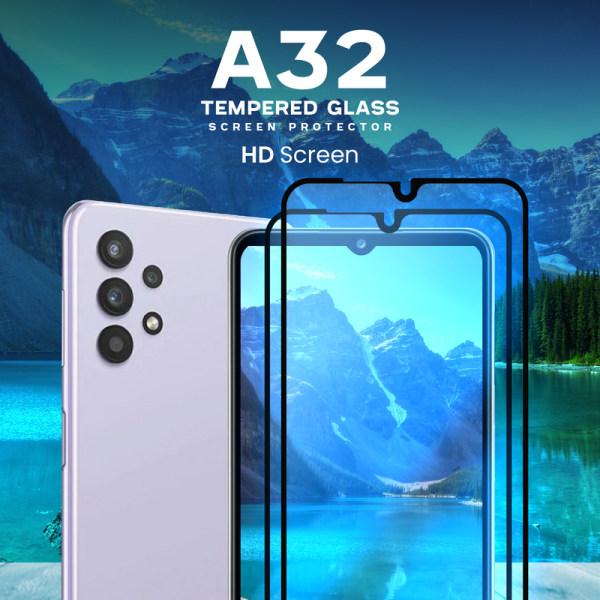 2 Pack Samsung Galaxy A32 - Härdat glas 9H - Super kvalitet 3D