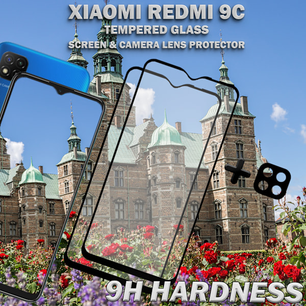 2-Pack XIAOMI REDMI 9C Skærmbeskyttelse & 1-Pack linsebeskyttelse - Hærdet Glas 9H - Super kvalitet 3D