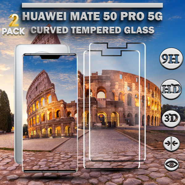 2-Pack Huawei Mate 50 Pro (5G) - Härdat Glas 9H – Super kvalitet 3D Skärmskydd
