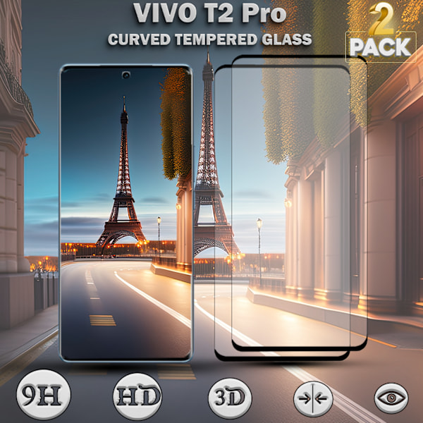 2-Pack Vivo T2 Pro Skärmskydd - Härdat Glas 9H - Super kvalitet 3D