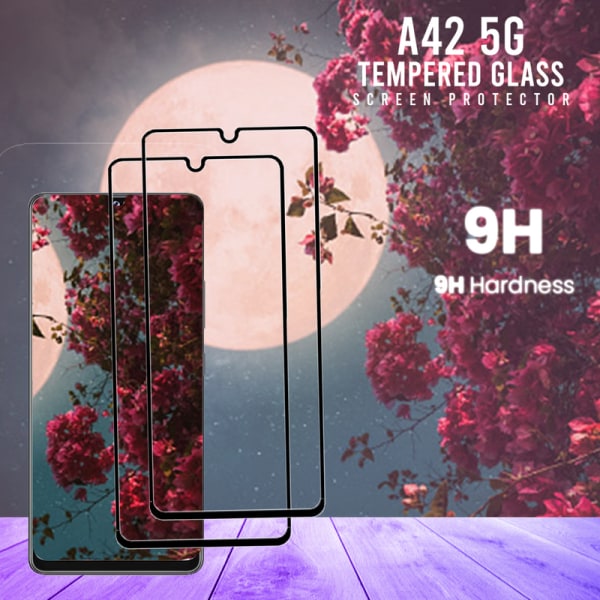 2-Pack Samsung Galaxy A42 5G - Härdat glas H9 -Top kvalitet 3D