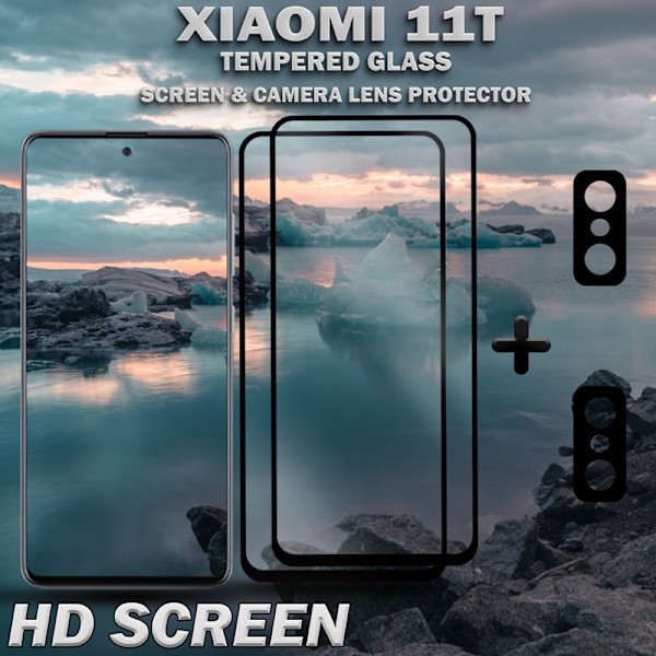 2-Pack XIAOMI 11T Skærmbeskyttelse & 2-Pack linsebeskyttelse - Hærdet Glas 9H - Super kvalitet 3D