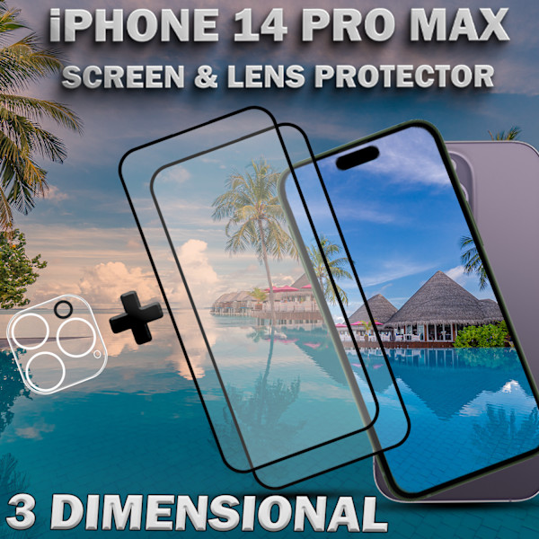 2-Pack iPhone 14 Pro Max Skärmskydd & 1-Pack linsskydd - Härdat Glas 9H - Super kvalitet 3D