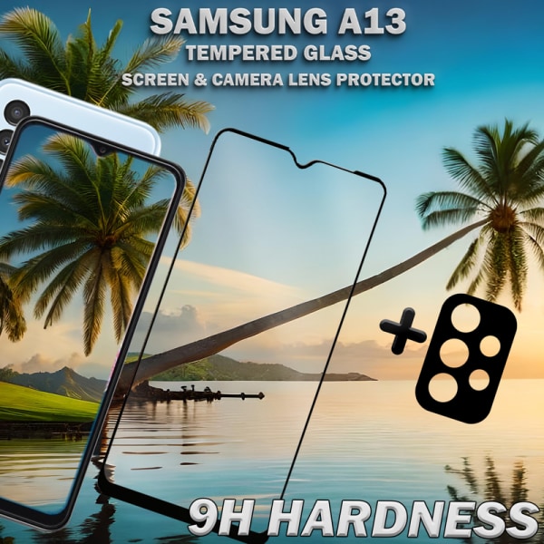 1-Pack Samsung A13 Skärmskydd & 1-Pack linsskydd - Härdat Glas 9H - Super kvalitet 3D