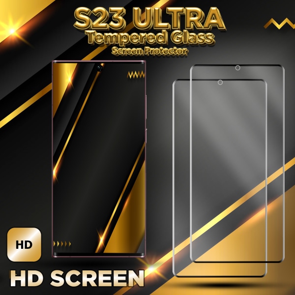 2-Pack Samsung S23 Ultra - 9H Härdat Glass - 3D Super Kvalitet Skärmskydd