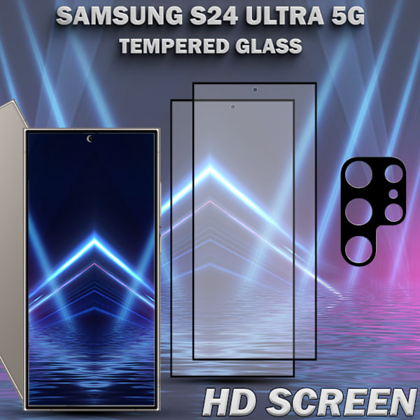 2-Pack SAMSUNG S24 ULTRA 5G Skärmskydd & 1-Pack linsskydd - Härdat Glas 9H - Super kvalitet 3D