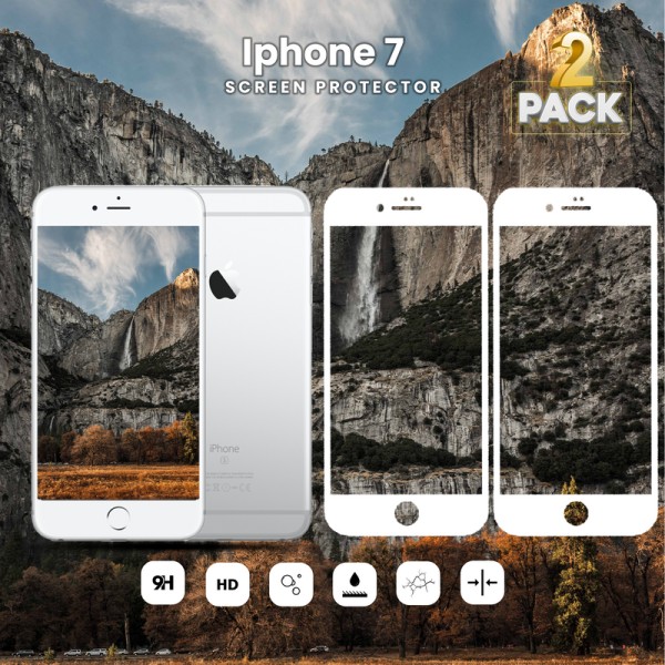 2 Pack iPhone 7 Vit - Härdat Glas 9H - Super Kvalitet 3D