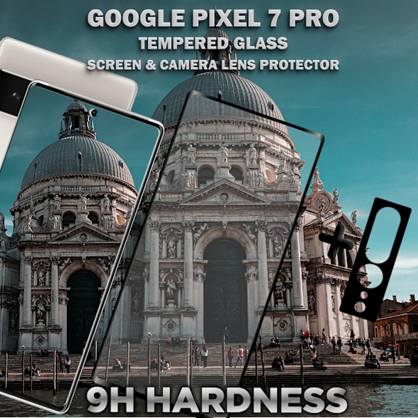 1-Pack GOOGLE PIXEL 7 PRO Näytönsuoja & 1-Pack linssinsuoja - Karkaistu Lasi 9H - Super laatu 3D