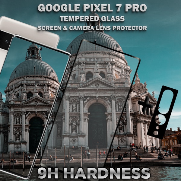1-Pack Google Pixel 7 Pro Skärmskydd & 1-Pack linsskydd - Härdat Glas 9H - Super kvalitet 3D