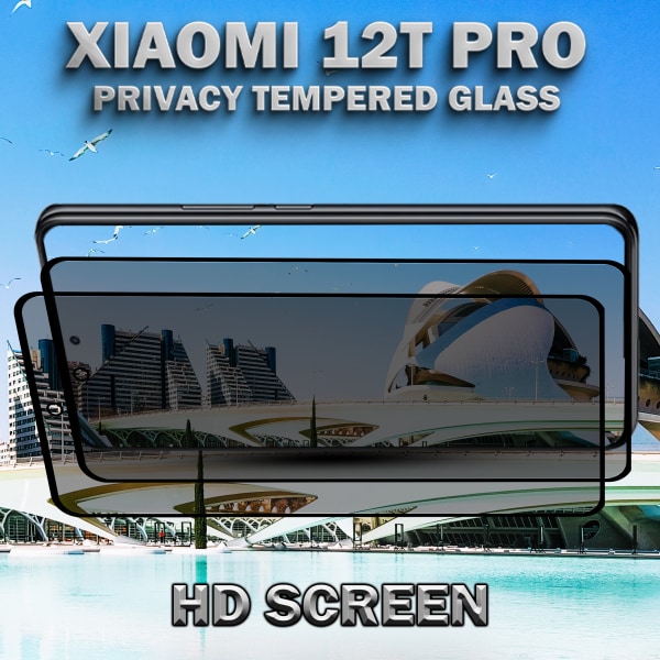 2-Pack Privacy Skärmskydd For Xiaomi 12T Pro - Härdat Glas 9H - Super Kvalitet 3D