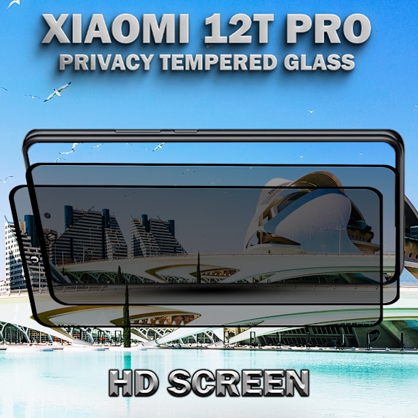 2-Pack Privacy Skärmskydd For Xiaomi 12T Pro - Härdat Glas 9H - Super Kvalitet 3D