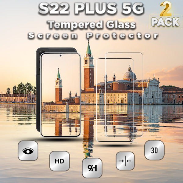2-Pack Samsung S22 Plus (5G) Skärmskydd - 9H Härdat Glass - 3D Super Kvalitet