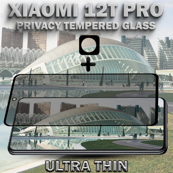 1-Pack Privacy XIAOMI 12T PRO Skärmskydd & 1-Pack linsskydd - Härdat Glas 9H - Super kvalitet 3D