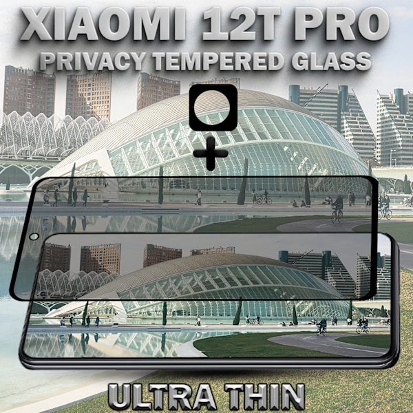 1-Pack Privacy XIAOMI 12T PRO Skärmskydd & 1-Pack linsskydd - Härdat Glas 9H - Super kvalitet 3D