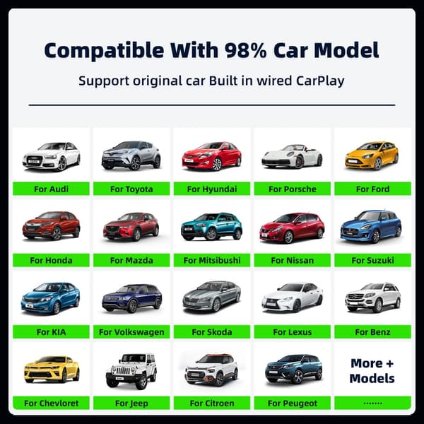 Trådløs CarPlay & Android Auto-adapter 4-i-1 med Bluetooth 5.2