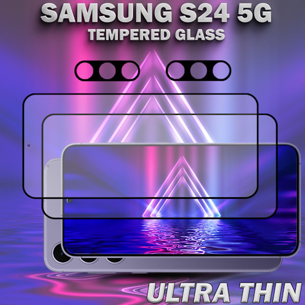 2-Pack SAMSUNG S24 Skærmbeskyttelse & 2-Pack linsebeskyttelse - Hærdet Glas 9H - Super kvalitet 3D
