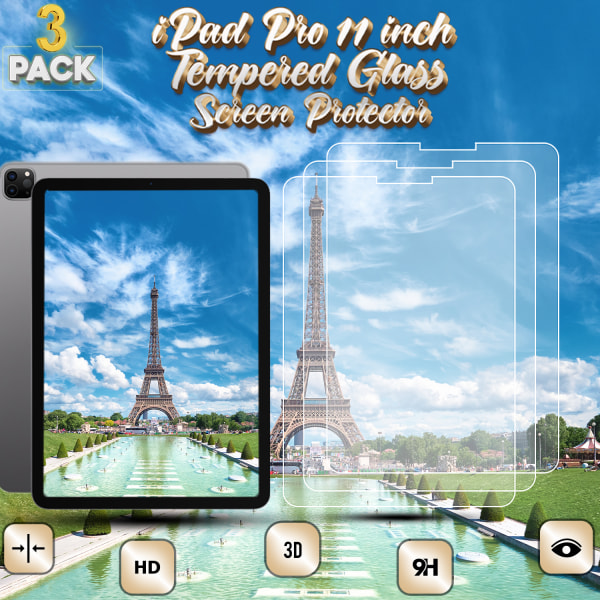 3-Pack Apple iPad Pro (11 inch) - Härdat Glas 9H - Super Kvalitet Skärmskydd