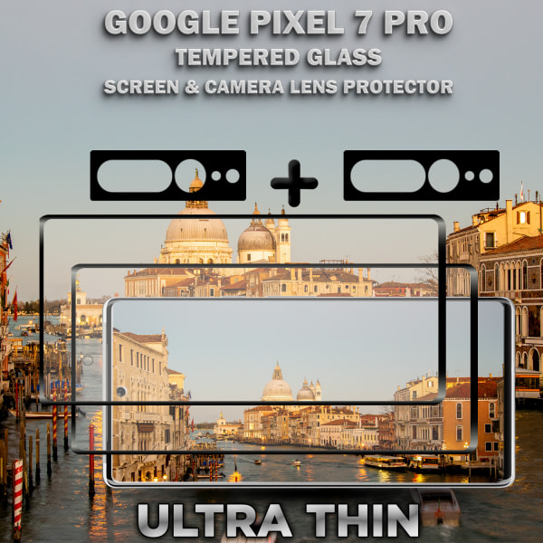 2-Pack Google Pixel 7 Pro Skärmskydd & 2-Pack linsskydd - Härdat Glas 9H - Super kvalitet 3D