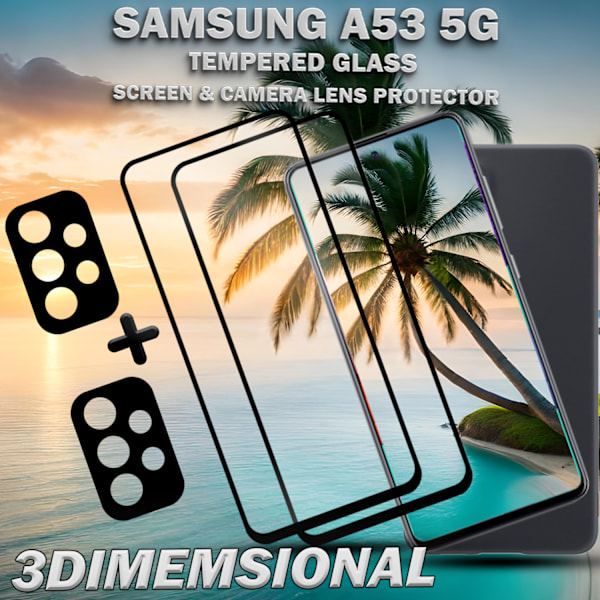 2-Pack Samsung A53 5G & 2-Pack linsskydd - Härdat Glas 9H - Super kvalitet 3D