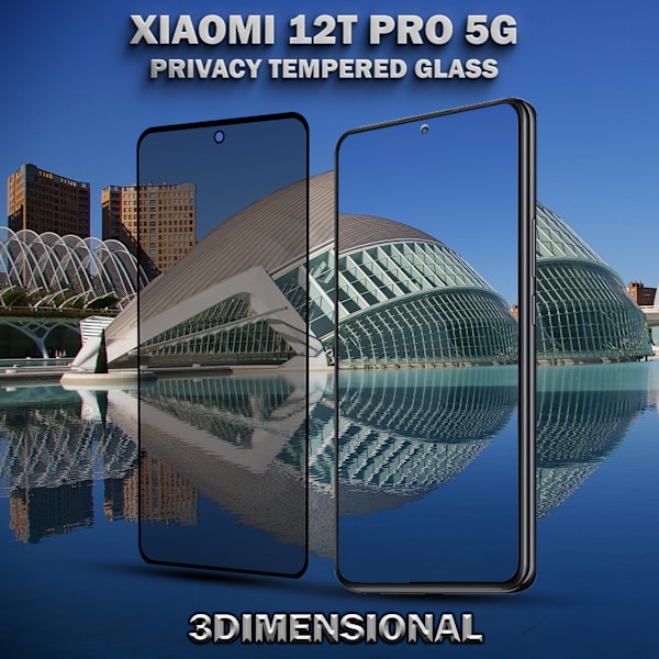 1-Pack Privacy Skärmskydd For Xiaomi 12T Pro (5G) - Härdat Glas 9H - Super Kvalitet 3D