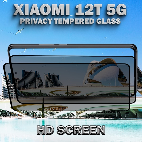 2-Pack Privacy Skärmskydd For Xiaomi 12T (5G) - Härdat Glas 9H - Super Kvalitet 3D