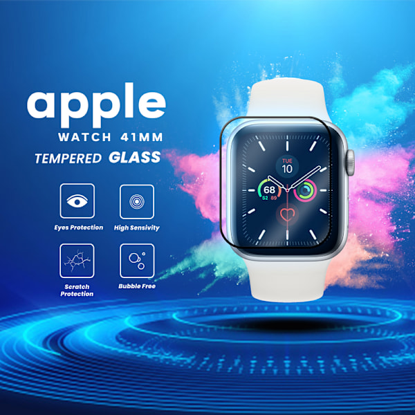 1-Pack APPLE WATCH SERIES 7 41MM Skærmbeskyttelse - Hærdet Glas 9H - Super kvalitet 3D