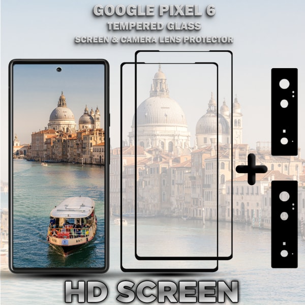 2-Pack GOOGLE PIXEL 6 Skærmbeskyttelse & 2-Pack linsebeskyttelse - Hærdet Glas 9H - Super kvalitet 3D
