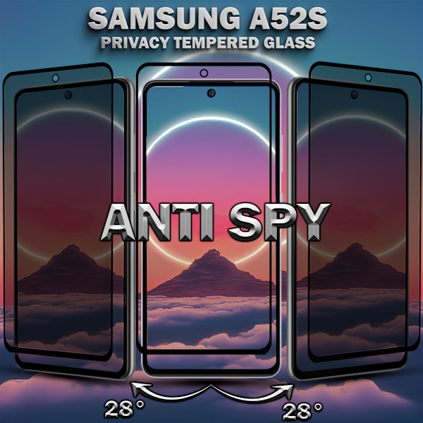 2-Pack Privacy Skärmskydd For Samsung A52S - Härdat Glas 9H - Super Kvalitet 3D