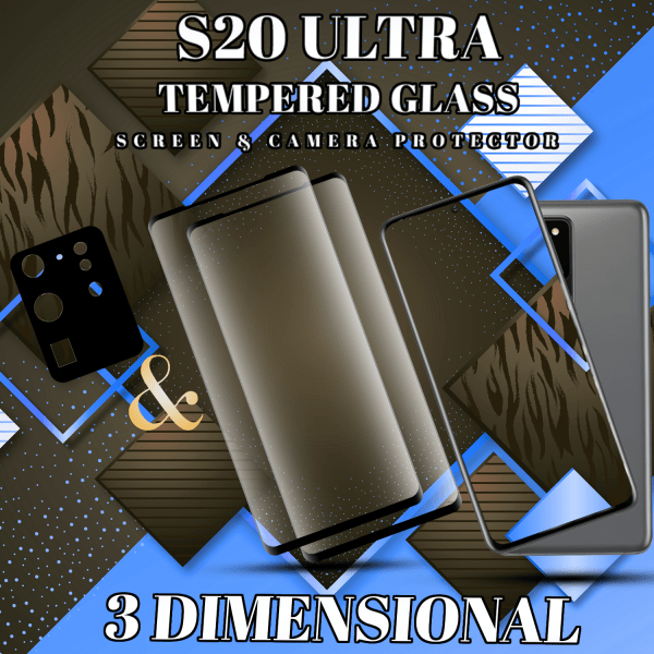 2-Pack SAMSUNG S20 ULTRA Näytönsuoja & 1-Pack linssinsuoja - Karkaistu Lasi 9H - Super laatu 3D