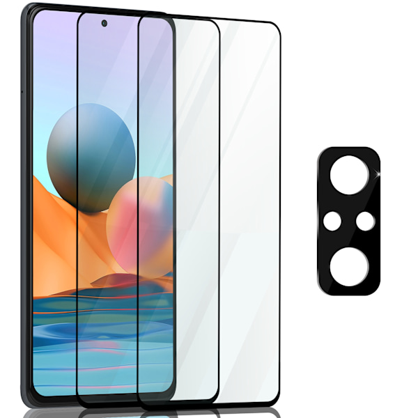 2-Pack Xiaomi Redmi Note 10 Pro Skærmbeskyttelse & 1-Pack linsebeskyttelse - Hærdet Glas 9H - Super kvalitet 3D