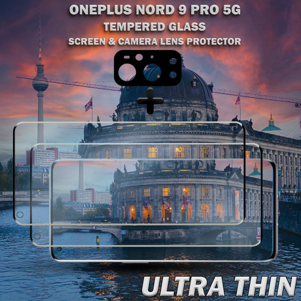 2-Pack OnePlus 9 Pro 5G & 1-Pack linsskydd - Härdat Glas 9H - Super kvalitet 3D