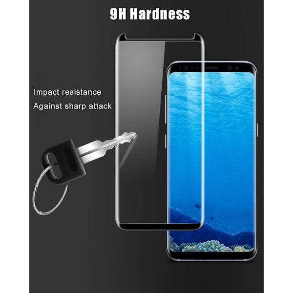 Samsung S8 härdat glass 3D heltäckande skärmskydd